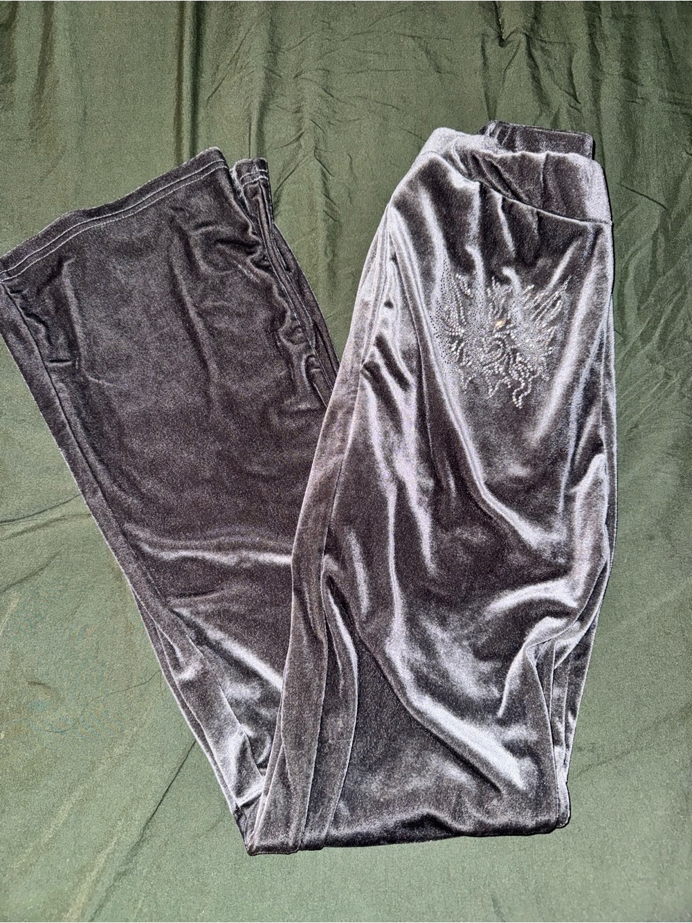 Velvet Lounge Pants in Charcoal Gray